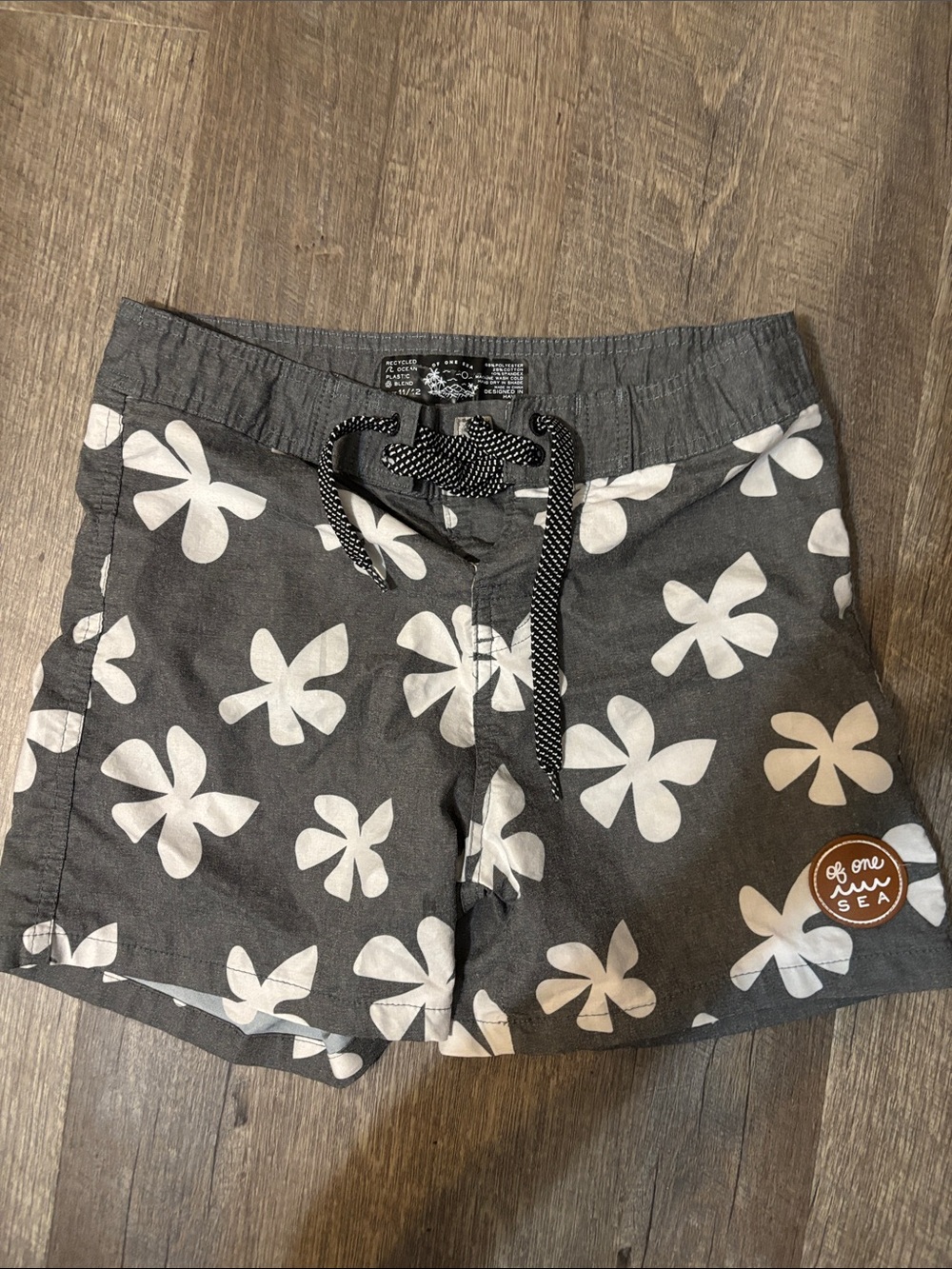 Boys Gray Floral Swim Shorts